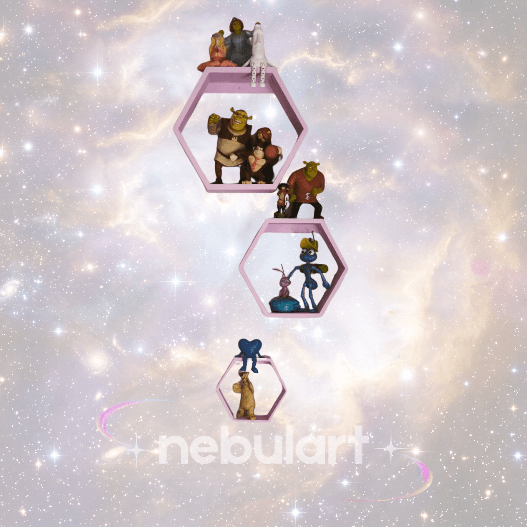 Estantes hexagonales pack x3 · Repisas 3D — café — foto 4