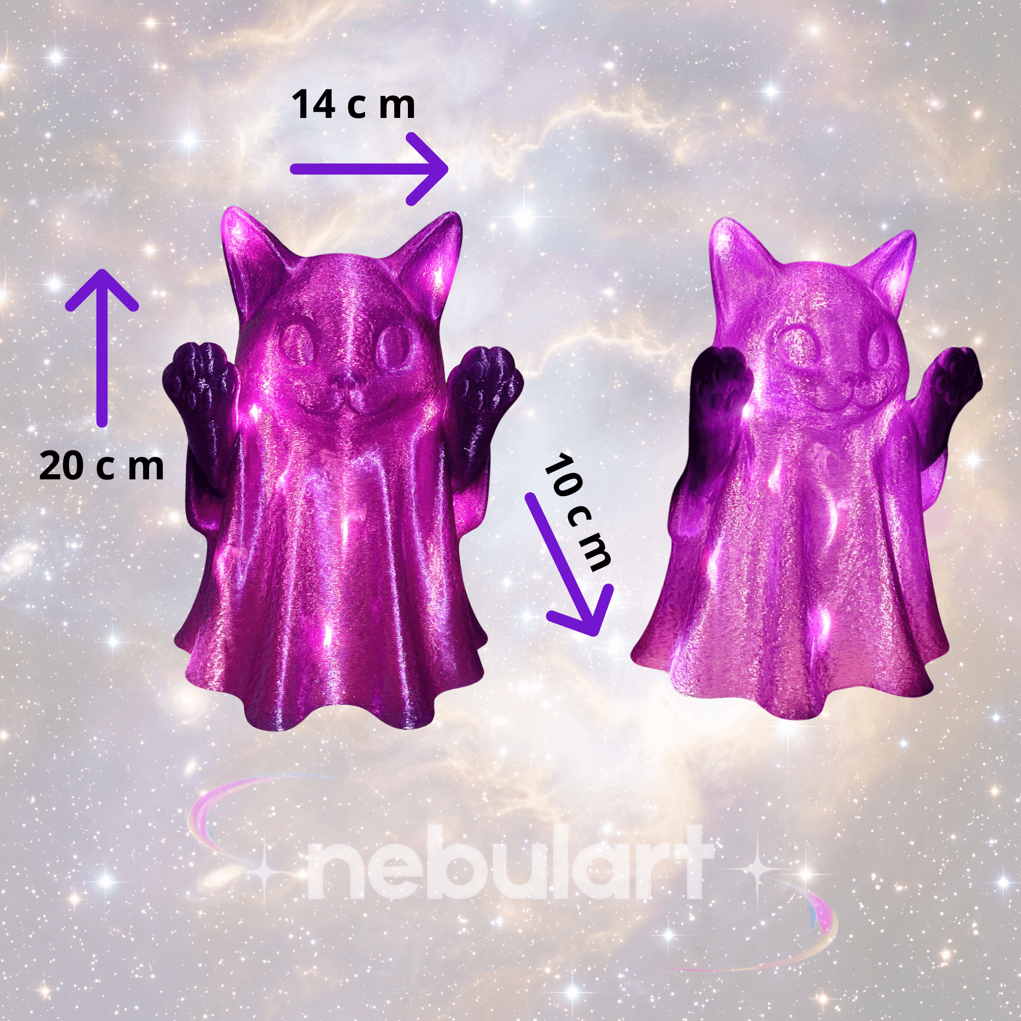 Lámpara decorativa LED Gato-Fantasma Impreso en 3D PETG-  halloween