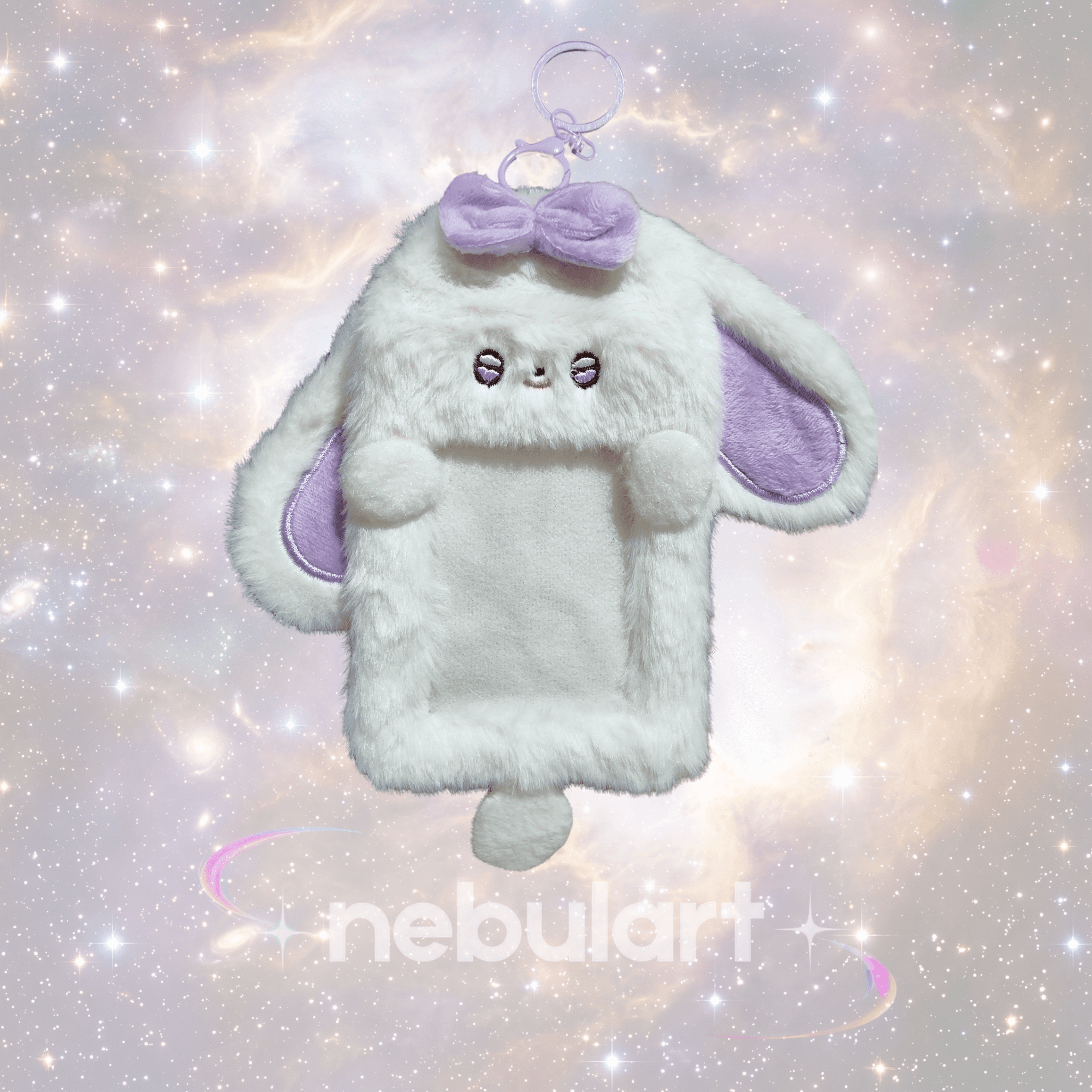 Porta Photocard / Tarjetero de Felpa - Diseño Conejito Orejas Caídas Lila