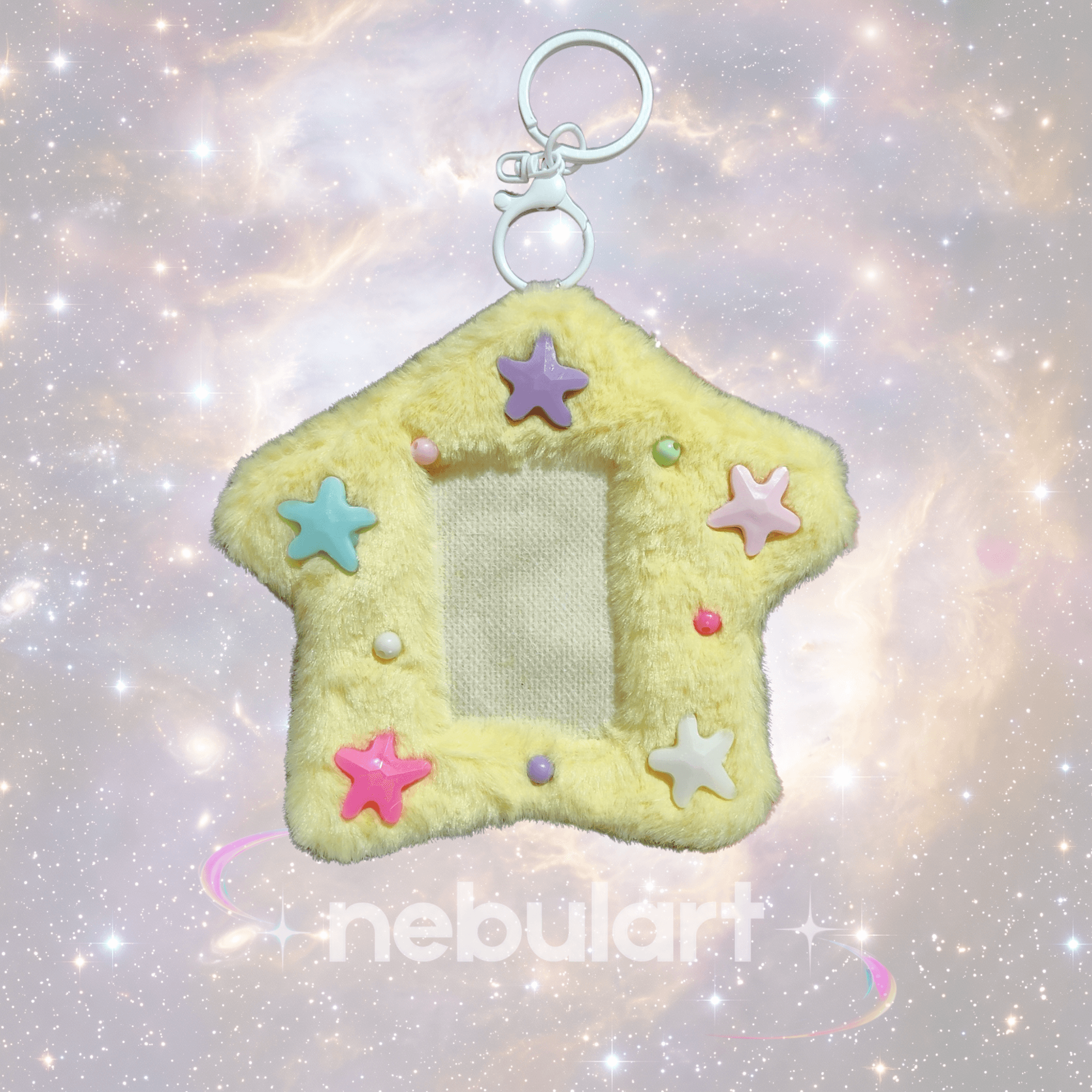 Porta Photocard / Tarjetero de Felpa - Diseño Estrella Pastel