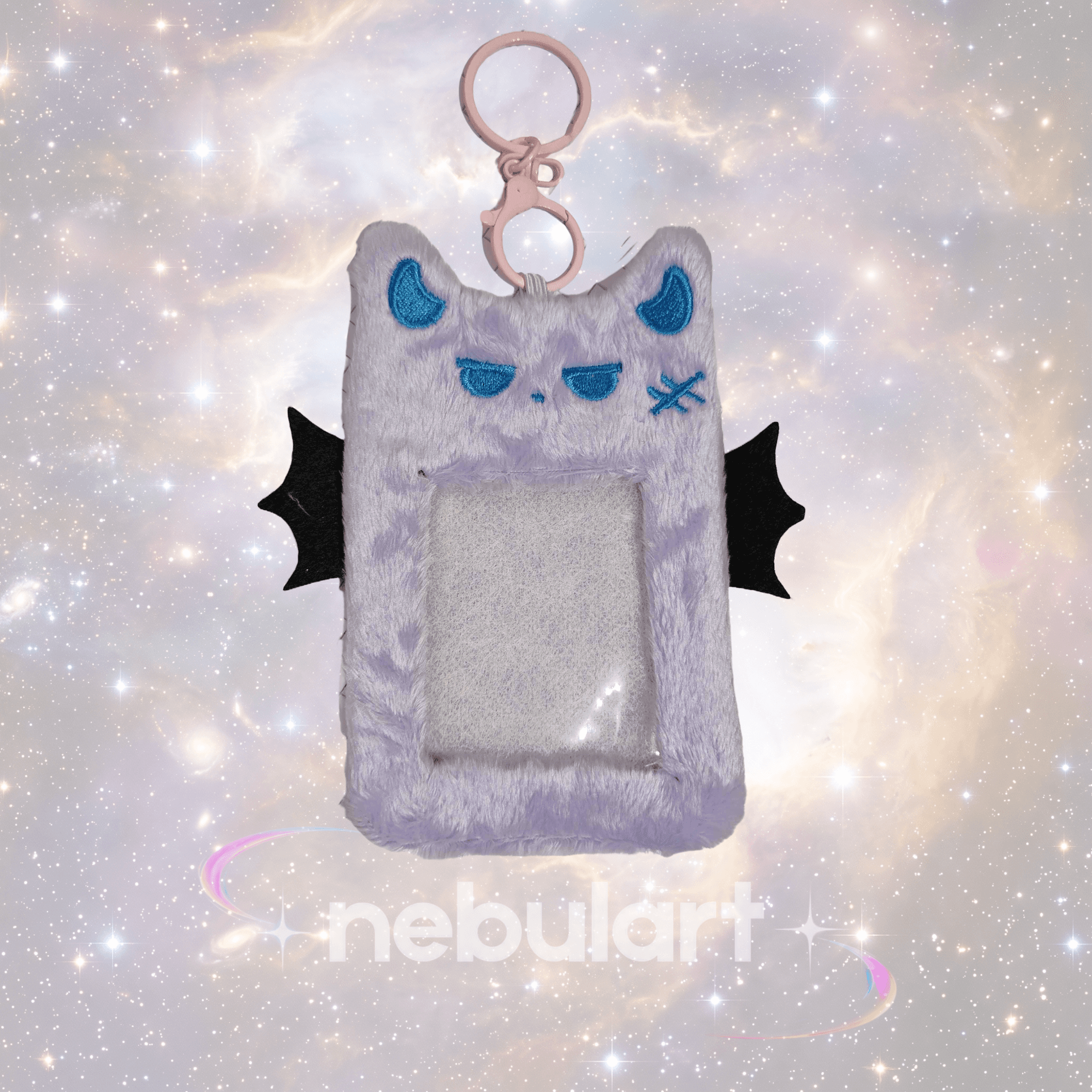 Porta Photocard / Tarjetero de Felpa - Diseño Gato  Lila