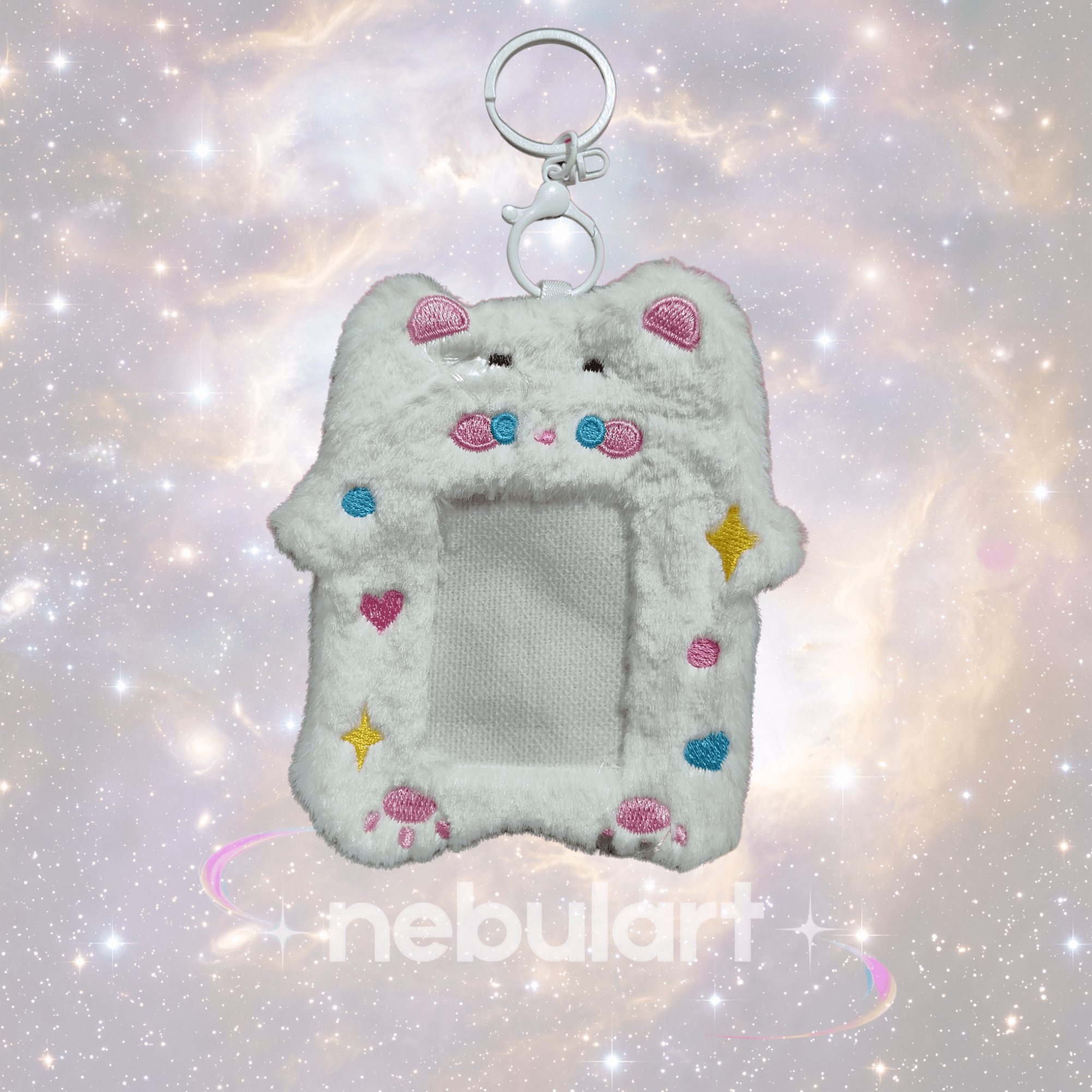 Porta Photocard / Tarjetero de Felpa - Diseño Gatito Blanco Estelar
