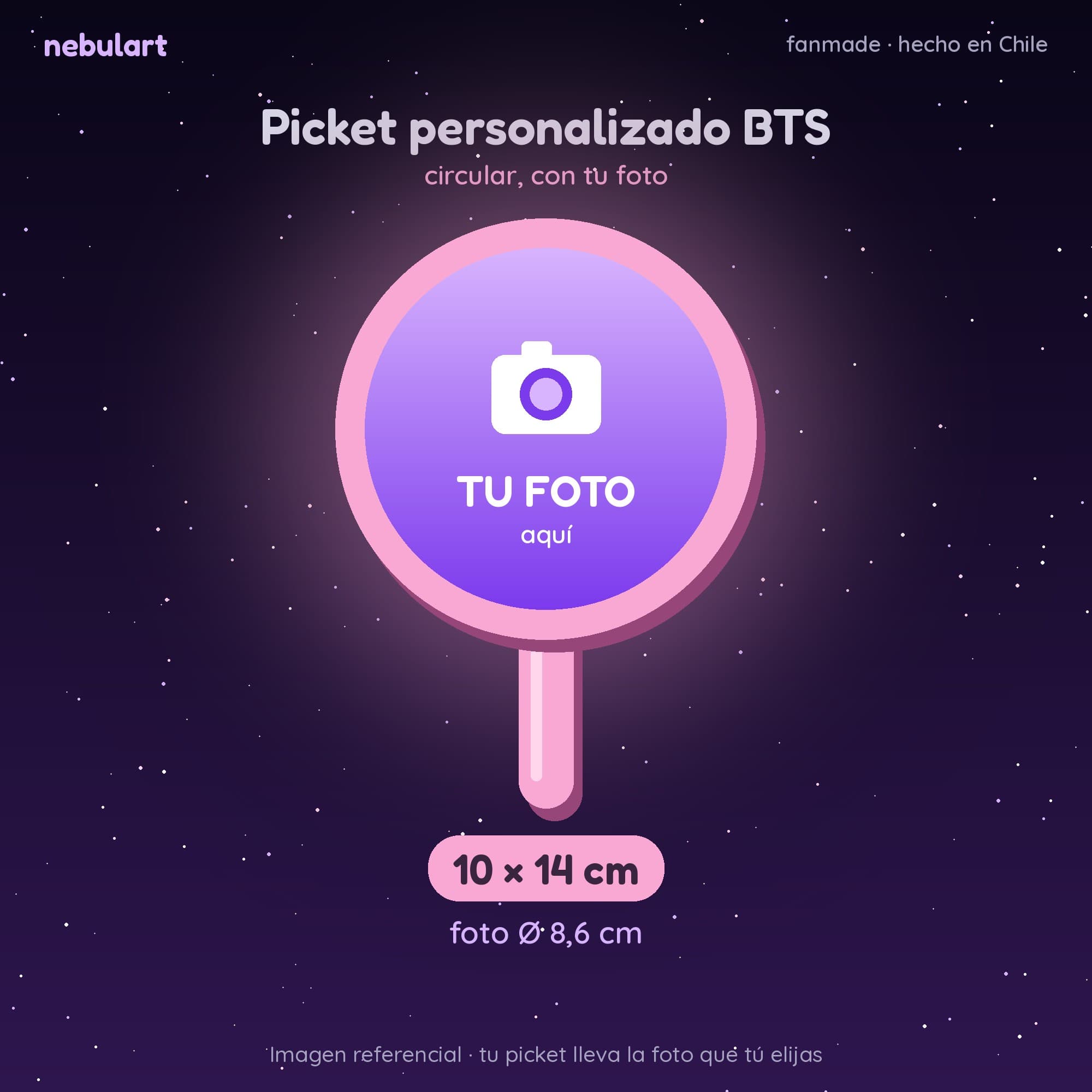 Picket personalizado BTS con tu foto — Circular 18 × 23 cm · foto Ø 16,6 cm — foto 6