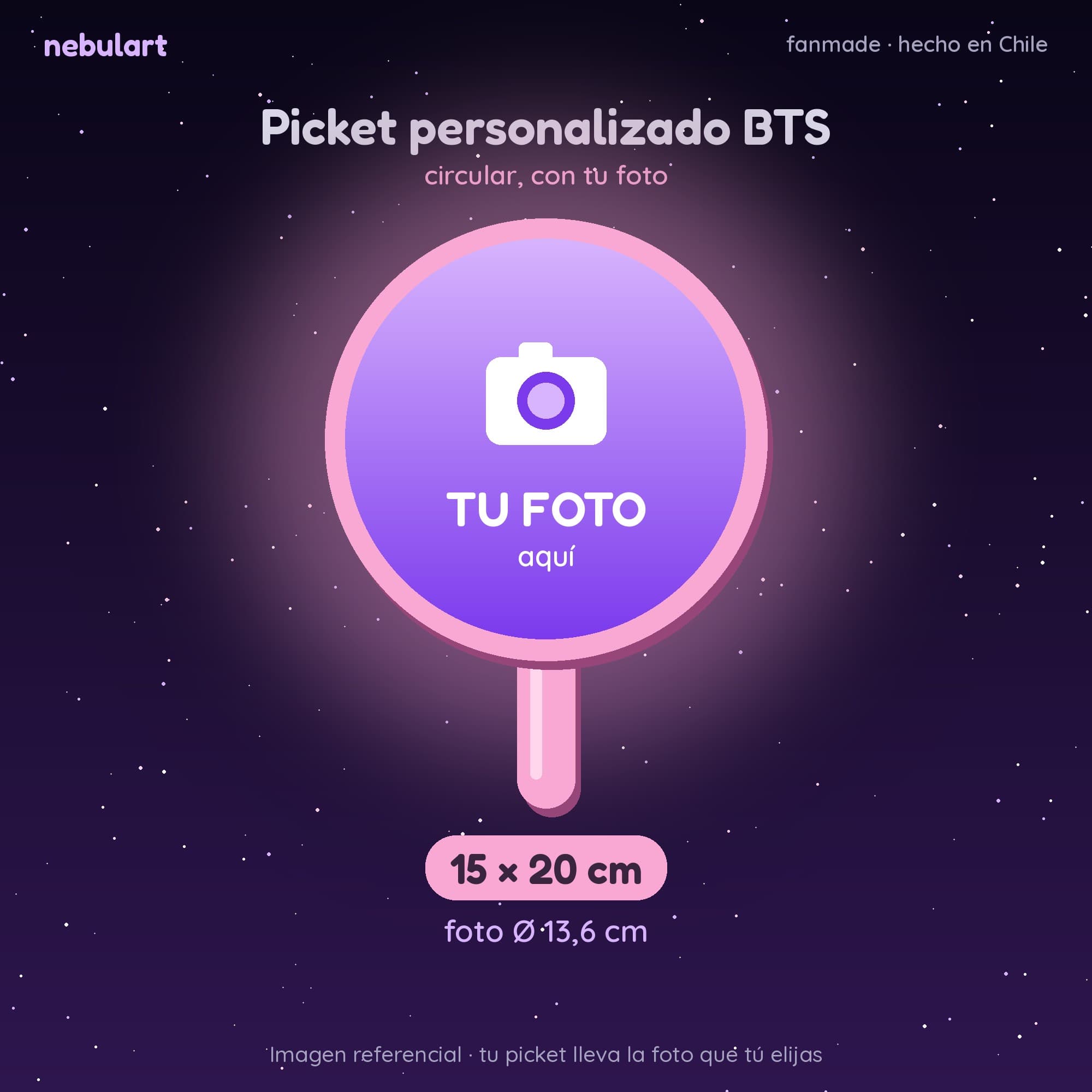 Picket personalizado BTS con tu foto — Circular 18 × 23 cm · foto Ø 16,6 cm — foto 7