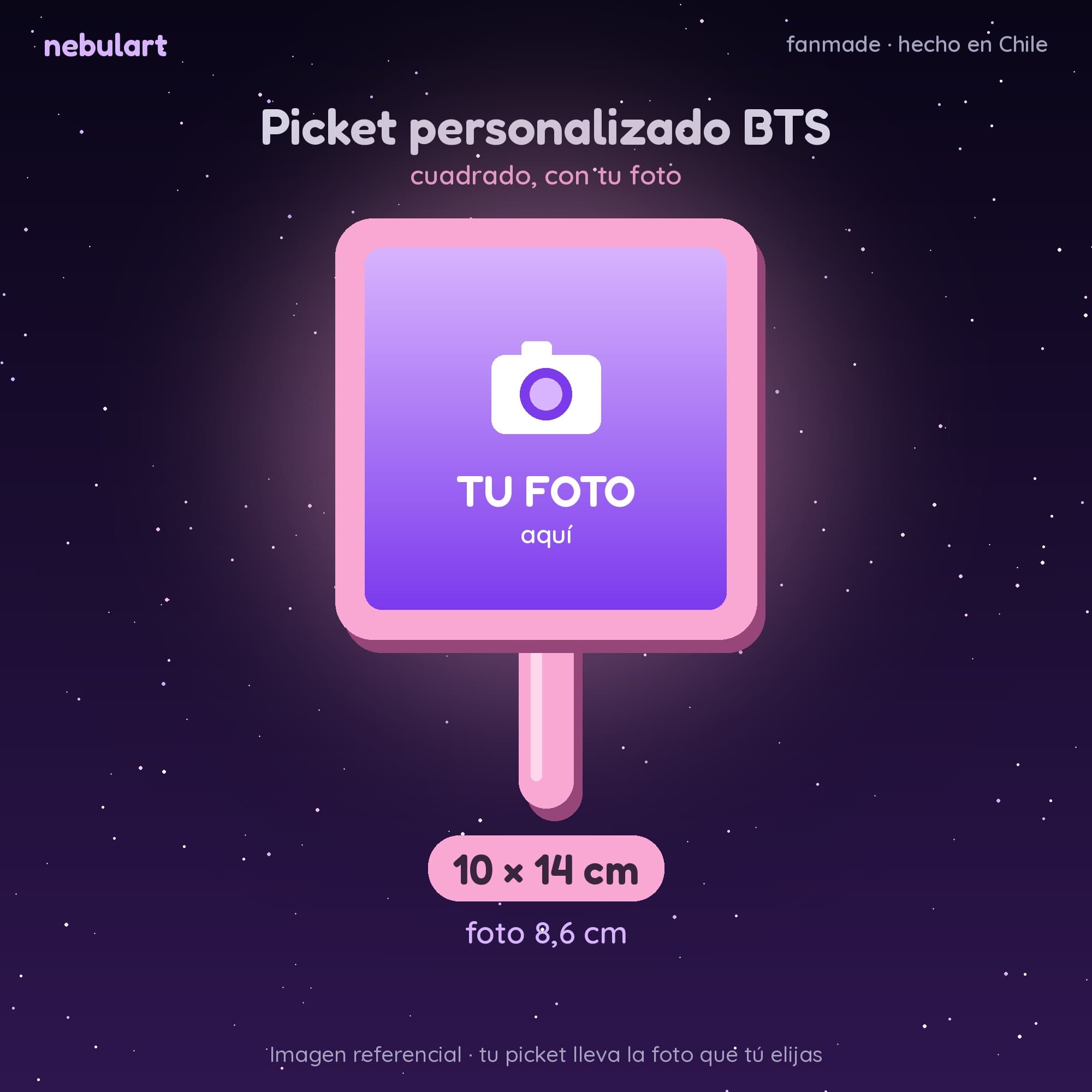 Picket personalizado BTS con tu foto — Circular 18 × 23 cm · foto Ø 16,6 cm — foto 4