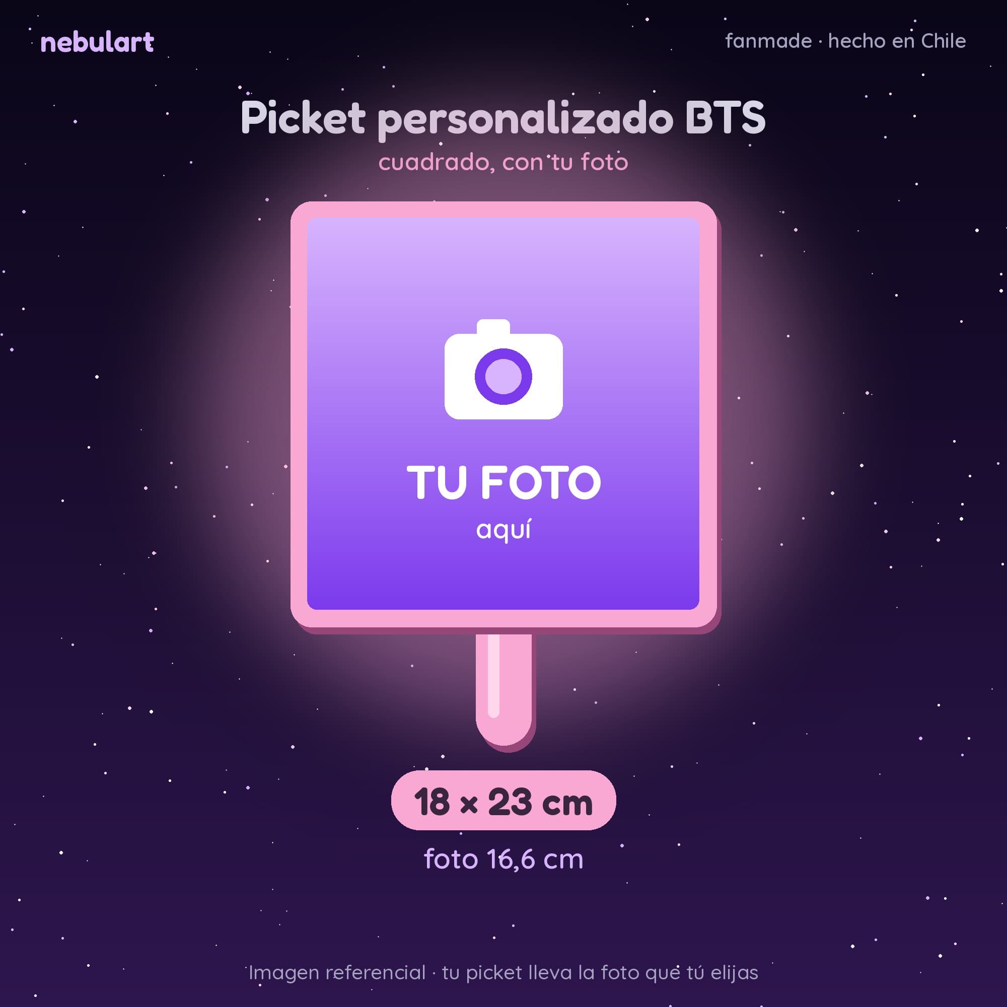 Picket personalizado BTS con tu foto — Circular 18 × 23 cm · foto Ø 16,6 cm — foto 5